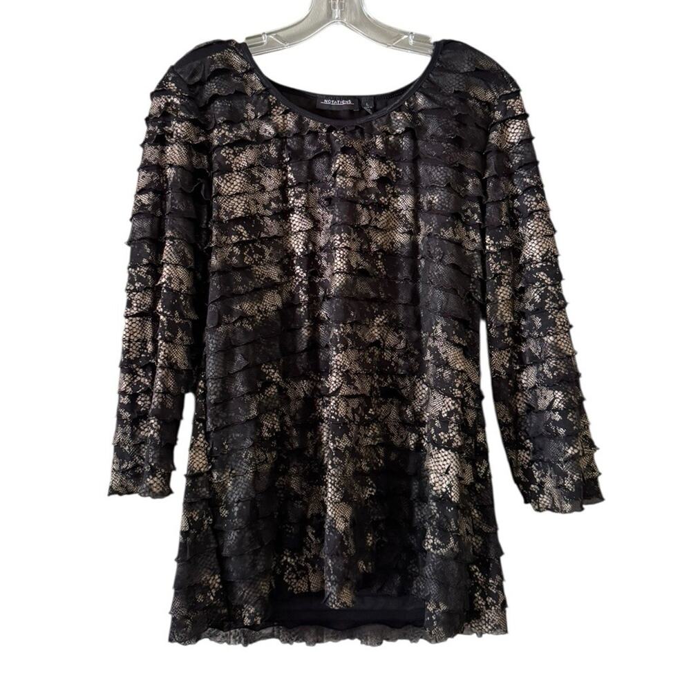 Notations Women Size Large Colorful Tiered Ruffle Top Whimsigoth‎ Fairy Gold